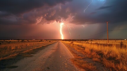 Thunder and Lightning: A photo of a lightning bolt zigzagging across the sky