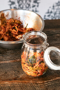 Homemade Korean Kimchi In A Jar