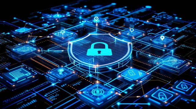 Cybersecurity Concept for World Password Day: Digital Shield and Encrypted Network Protection