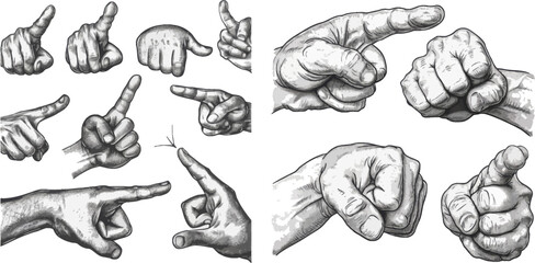 Vintage hand pointer vector illustration set