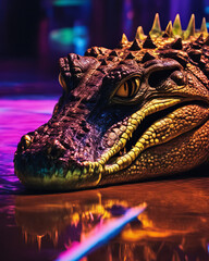 Crocodile in Purple Light