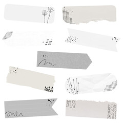 Digital washi tape png element set with memphis drawing