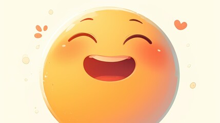 2d illustration of a joyful female emoticon on a white backdrop