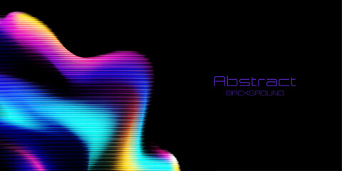 Abstract futuristic retro neon background, gradient wave with glitch effect. Banner with copy space. Vector stock illustration.