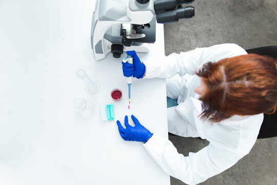 Female scientist researcherworking on biotech laboratory