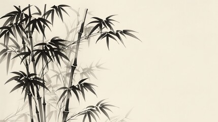 Fototapeta na wymiar Classic illustration of tall bamboo stalks swaying gently in a breeze