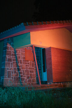 Abandoned house at night