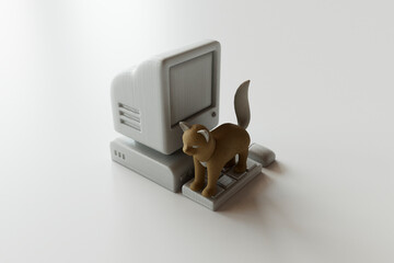 Vintage Computer with Cat