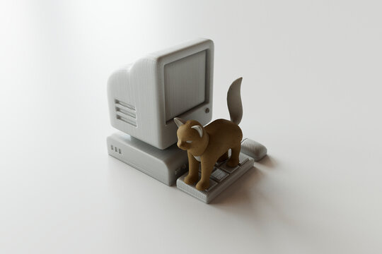 Vintage Computer with Cat