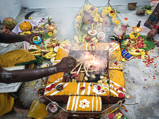 Ganapathy homam - a Hindu ritual performed with fire to please Lord Ganapathy, also known as...