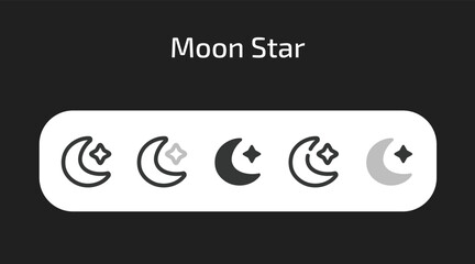 Moon Star icons in 5 different styles as vector