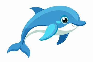 cute one dolphins on White Background