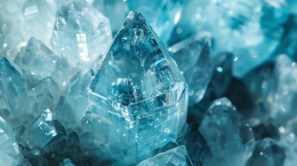 Blue crystal background. Blue rough crystal quartz texture. Beautiful macro closeup of blue quartz.