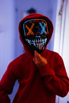 Young boy with a halloween mask