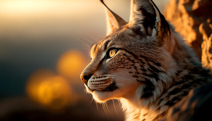A lynx stalking prey on the plain
