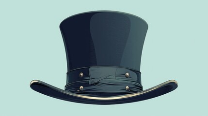 Illustration of a sleek black vintage top hat for gentlemen