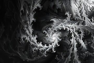 Fractals in negative space reveal a hidden logo, conveying complexity and a focus on intricate details.