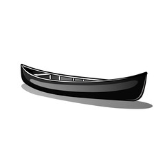 Minimal vector canoe, front view, soft gradients, pure white background black monoline