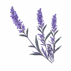 Minimal vector lavender, rear angle, soft gradients, stark white background hand drawing