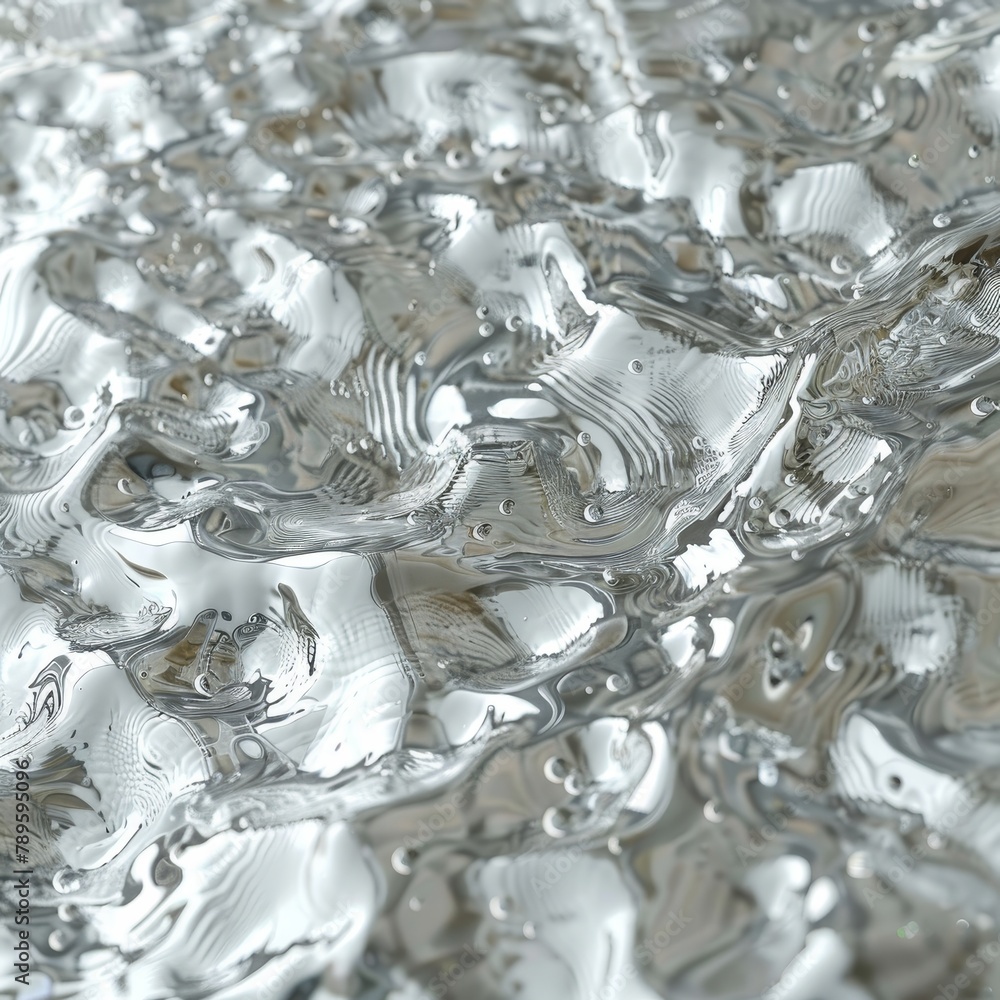 Poster capturing the detailed beauty of rainwater through intricate patterns on a reflective surface in a c