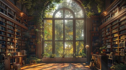 Library. Bookshelves with books and textbooks. Learning and education concept, aigenerative