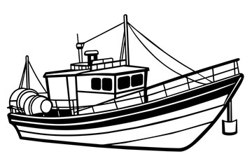 Fishing boat vector illustration white background