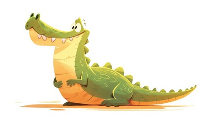 A quirky cartoon crocodile brimming with humor stands out against a crisp white backdrop