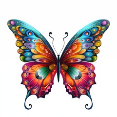 colorful butterflies on white background Created with Generative AI technology.