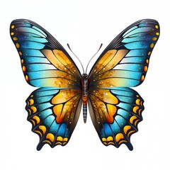 colorful butterflies on white background Created with Generative AI technology.