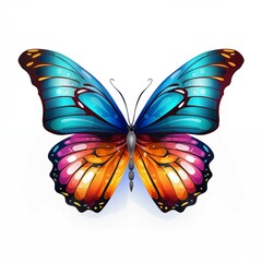 colorful butterflies on white background Created with Generative AI technology.