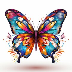 colorful butterflies on white background Created with Generative AI technology.