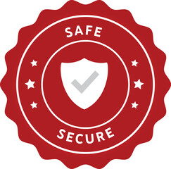 Safe Secure sign, safe symbol in Red seal, Safe Secure seal, protect technology, Protection icon, Shield security icon, cyber shield
