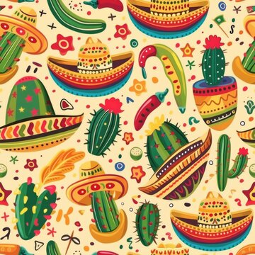 Mexican Hat and Cactus Pattern