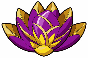 golden and purple Chicory flower vector illustration white background