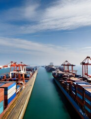 Fototapeta premium ships. merchant ships. maritime logistics, view of shipping ports, transport of business time