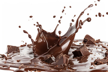 Fototapeta premium Gourmet Chocolate Splash, Isolated on White