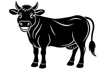 head of cow,smiling Silhouette vector illustration white background