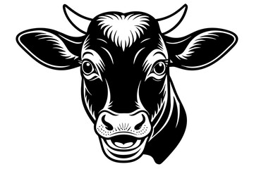 head of cow,smiling Silhouette vector illustration white background