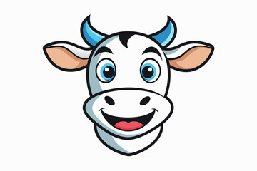 head of cow,smiling Silhouette vector illustration white background