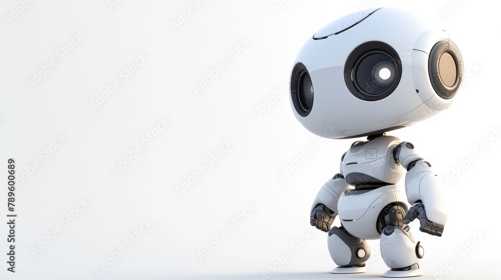 Poster a white android robot stands alone against a white backdrop in this lifelike cartoon rendering
