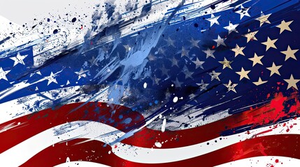 Illustration, picture poster of U.S. flag 