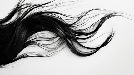 A thin line of hair strands against a white backdrop.