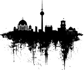 Fototapeta premium Berlin Skyline Silhouette, Industrial Inspired