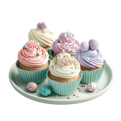 Delicious and Delightful cupcakes isolated on white background