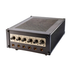 Fototapeta premium Black speaker against white background