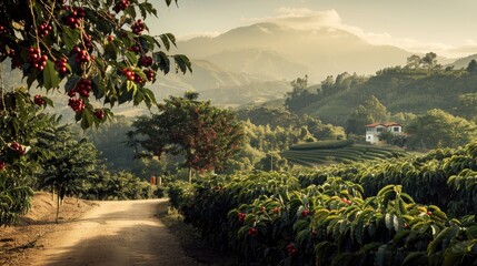 Coffee Cherry Farm in Guatemala, Agricultural Landscape