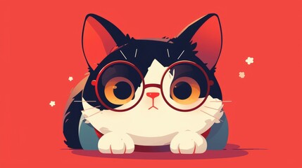 2d illustration of a charming cat avatar in a flat design style