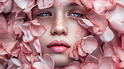 face in flower petals.