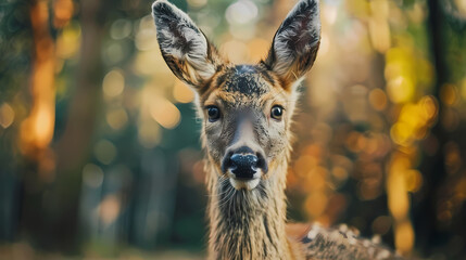Close-Up of a Deer in Autumn Forest