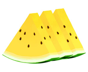 3切れの黄色いすいか